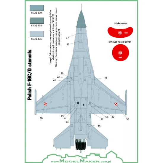 ModelMaker 1/48 D48073A Polish F-16C/D Stencils Aircraft Decal