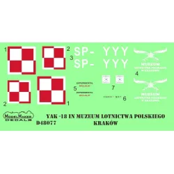 ModelMaker 1/48 D48077 Yak-18 SP-YYY Aircraft Decal