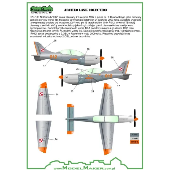 ModelMaker 1/48 D48088 Archeo Lask colection Aircraft Decal