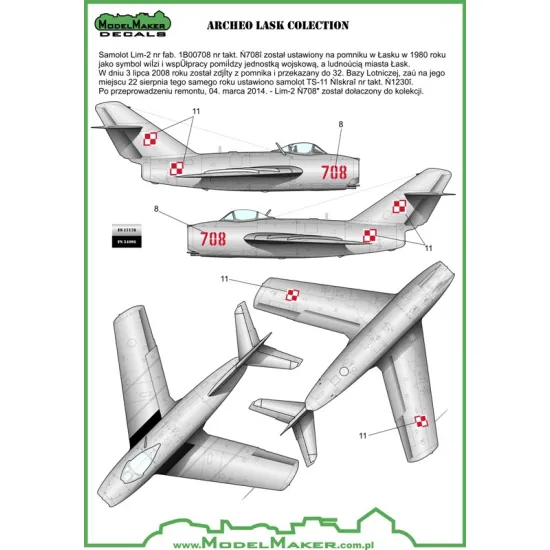 ModelMaker 1/48 D48088 Archeo Lask colection Aircraft Decal