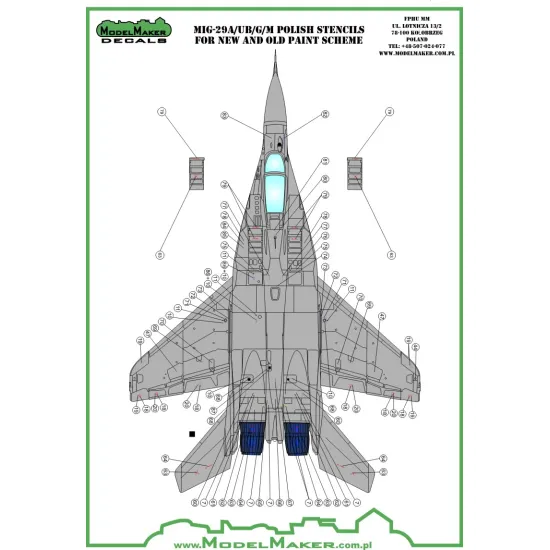 ModelMaker 1/48 D48091 MiG-29 Polish stencils Aircraft Decal