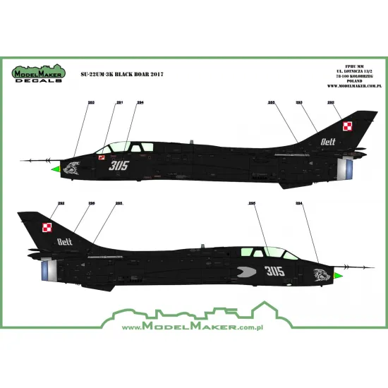 ModelMaker 1/48 D48104 Su-22UM-3k Black Boar 2017 Aircraft Decal