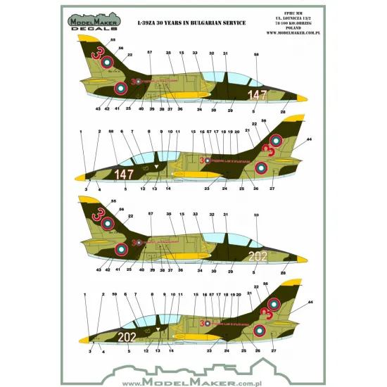 ModelMaker 1/48 D48109 L-39ZA 30 Years in Bulgarian service Aircraft Decal