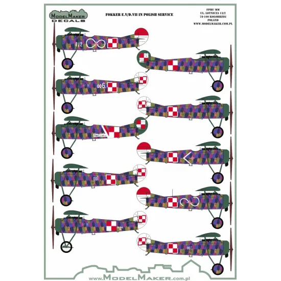 ModelMaker 1/48 D48114 Fokker E.V/D.VII in Polish service Aircraft Decal