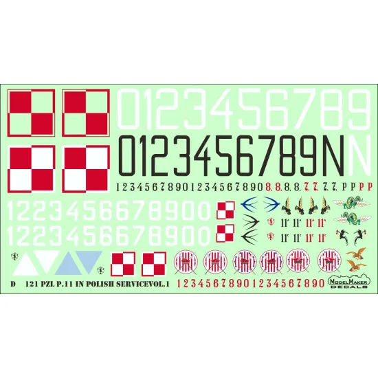 ModelMaker 1/48 D48121 PZL P.11 IN POLISH SERVICE PART I Aircraft Decal