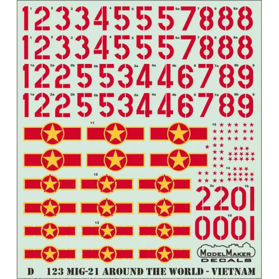 ModelMaker 1/48 D48123 MiG-21 Around The World - Vietnam Aircraft Decal