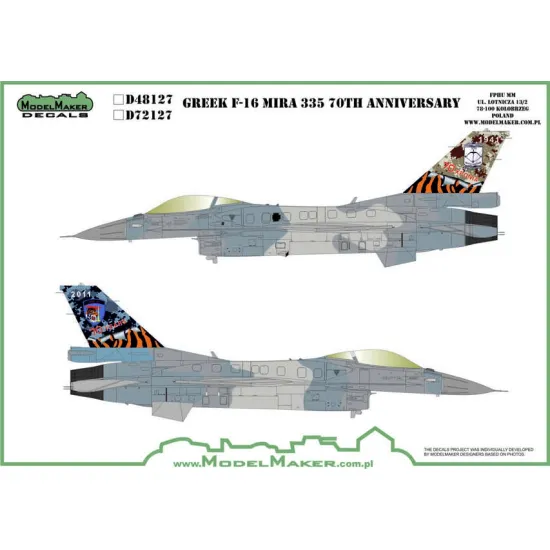 ModelMaker 1/48 D48127 Greek F-16 Mira 335 70th Anniversary Aircraft Decal