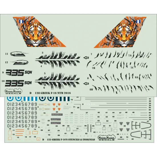 ModelMaker 1/48 D48128 Greek F-16 Nato Tiger Meet 2016 Aircraft Decal