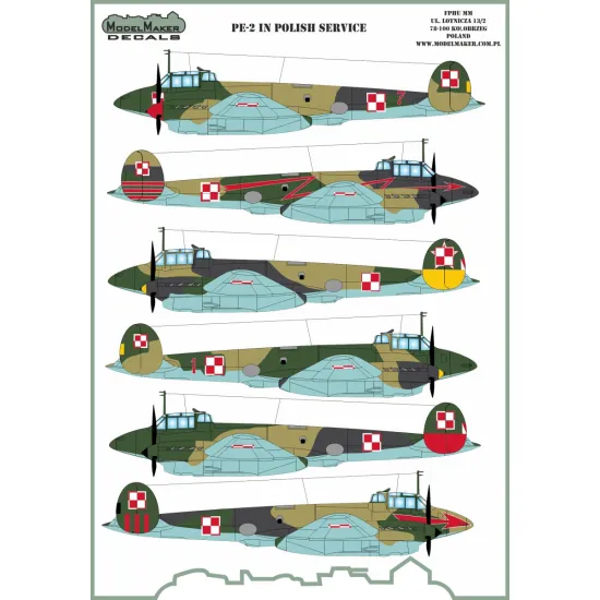 ModelMaker 1/48 D48129 Pe-2 IN Polish Service Aircraft Decal