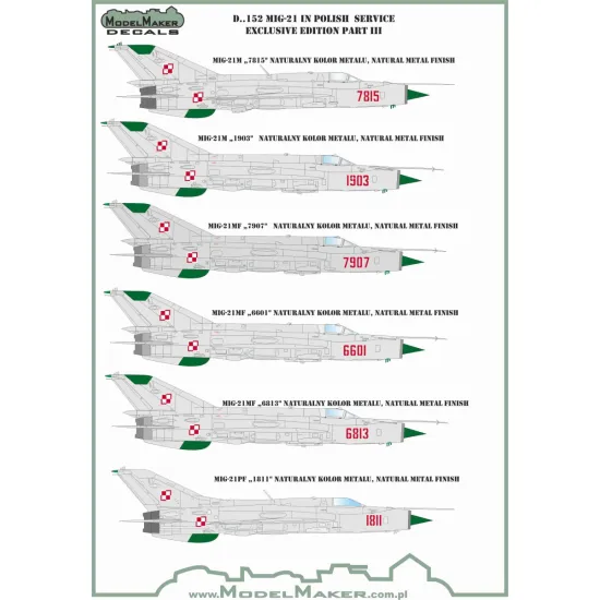 ModelMaker 1/48 D48152 MiG-21 in Polish service exclusive edition part III Decal