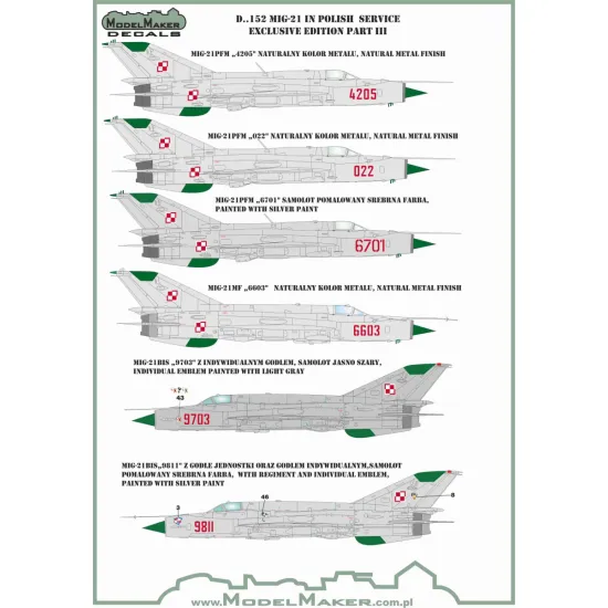 ModelMaker 1/48 D48152 MiG-21 in Polish service exclusive edition part III Decal
