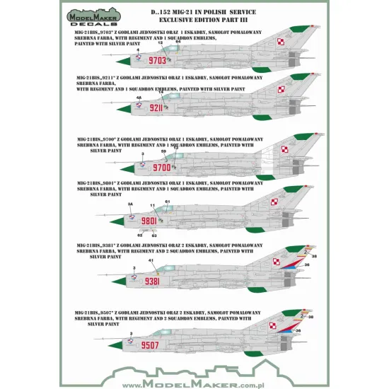 ModelMaker 1/48 D48152 MiG-21 in Polish service exclusive edition part III Decal
