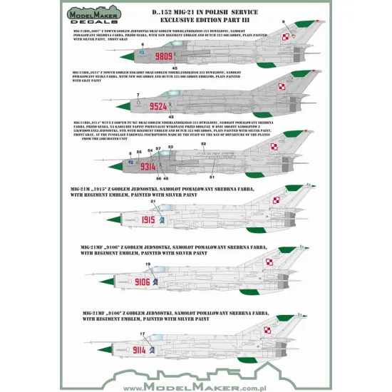 ModelMaker 1/48 D48152 MiG-21 in Polish service exclusive edition part III Decal