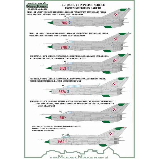 ModelMaker 1/48 D48152 MiG-21 in Polish service exclusive edition part III Decal