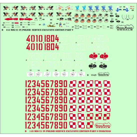 ModelMaker 1/48 D48154 MiG-21 in Polish service exclusive edition part V Decal