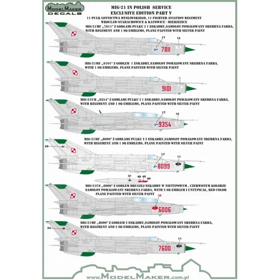 ModelMaker 1/48 D48154 MiG-21 in Polish service exclusive edition part V Decal