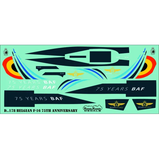 ModelMaker 1/48 D48178 Belgian F-16 75TH Anniversary Aircraft Decal