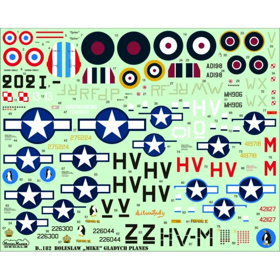 ModelMaker 1/48 D48182 Boleslaw "Mike" Gladych Planes Aircraft Decal ModelMaker 1/48 D48182 Boleslaw "Mike" Gladych Planes Aircraft Decal