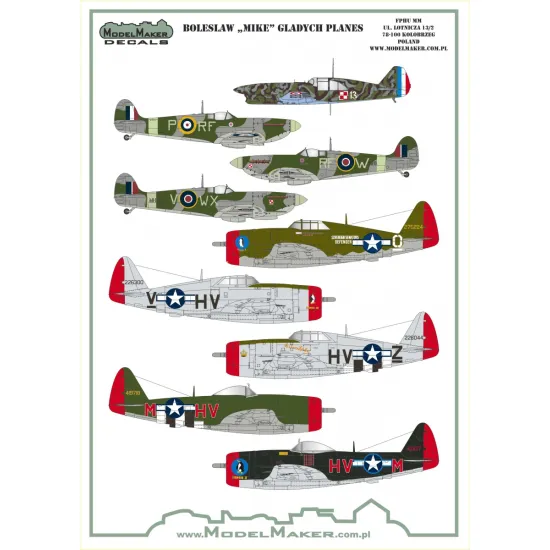 ModelMaker 1/48 D48182 Boleslaw "Mike" Gladych Planes Aircraft Decal ModelMaker 1/48 D48182 Boleslaw "Mike" Gladych Planes Aircraft Decal
