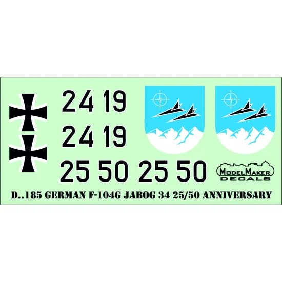 ModelMaker 1/48 D48185 F-104 German JaboG 34 25/50 Aniversary Aircraft Decal