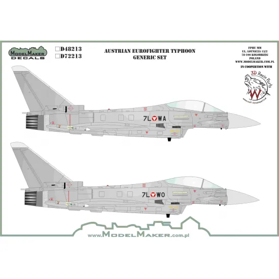 ModelMaker 1/48 D48213 Austrian Eurofighter Typhoon generic set Aircraft Decal