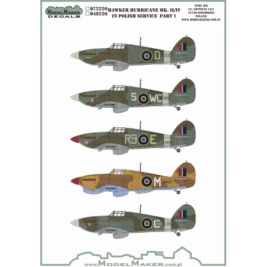 ModelMaker 1/48 D48220 Hawker Hurricane Mk.II/IV in Polish service part 1 Decal
