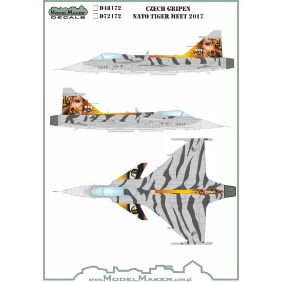 Modelmaker 1/72 D72172 Czech Gripen Ntm 2017 Aircraft Decal