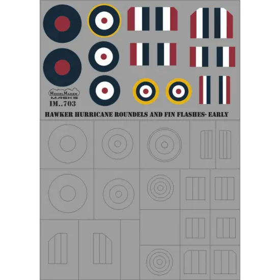 ModelMaker 1/48 IM48703 Hawker Hurricane Roundels and Fin Flashes - EARLY Mask