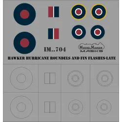 ModelMaker 1/48 IM48704 Hawker Hurricane Roundels and Fin Flashes - LATE Mask