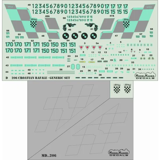 ModelMaker 1/48 MD48206 Croatian Rafale - Generic set + masks Aircraft Mask