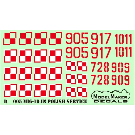 ModelMaker 1/48 MiG-19 in Polish service Aircraft Decal