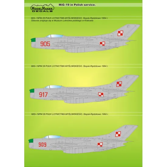 ModelMaker 1/48 MiG-19 in Polish service Aircraft Decal