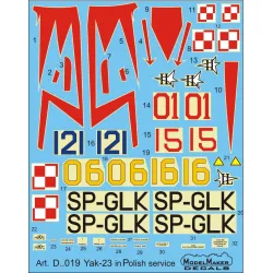 ModelMaker 1/48 Yak-23 in Polish service Aircraft Decal