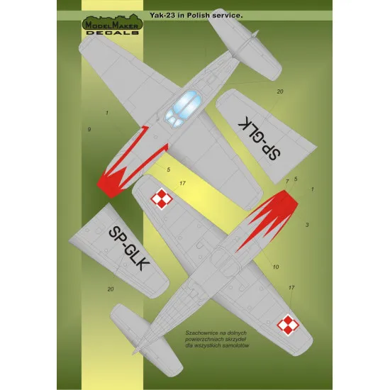 ModelMaker 1/48 Yak-23 in Polish service Aircraft Decal
