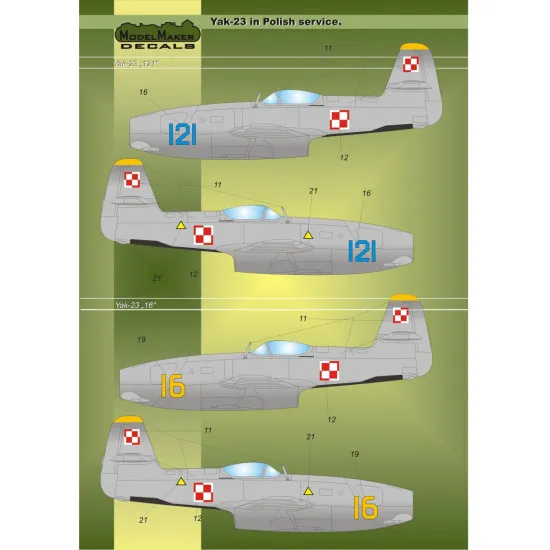 ModelMaker 1/48 Yak-23 in Polish service Aircraft Decal