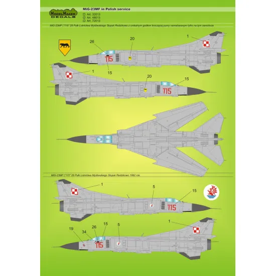 ModelMaker 1/72 D72013 MiG-23MF in Polish service Aircraft Decal