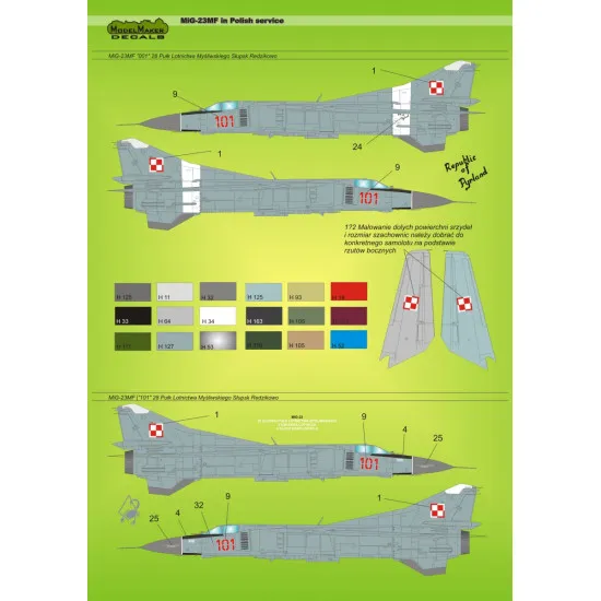 ModelMaker 1/72 D72013 MiG-23MF in Polish service Aircraft Decal