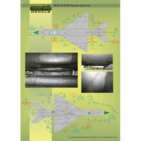 ModelMaker 1/72 D72020 MiG-21PFM/M/MF/bis Polish stencils Aircraft Decal
