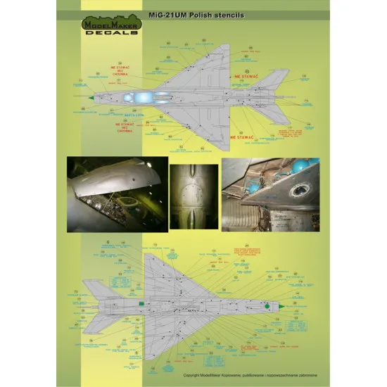 ModelMaker 1/72 D72020 MiG-21PFM/M/MF/bis Polish stencils Aircraft Decal