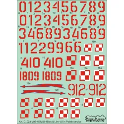 ModelMaker 1/72 D72023 MiG-15/15bis and Lim-1/2 in Polish service Aircraft Decal