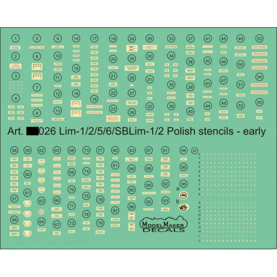 ModelMaker 1/72 D72026 Lim-1/2/5/6/SBLim1/2 Polish stencils Early Aircraft Decal