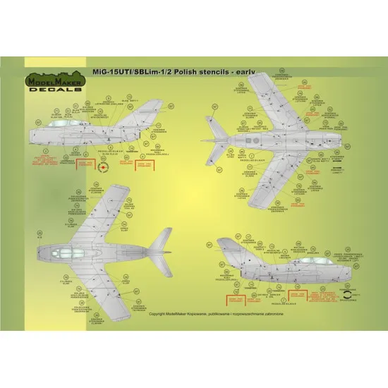 ModelMaker 1/72 D72026 Lim-1/2/5/6/SBLim1/2 Polish stencils Early Aircraft Decal