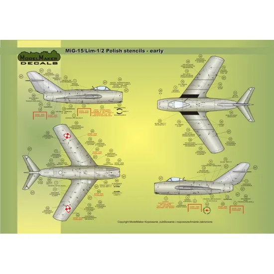 ModelMaker 1/72 D72026 Lim-1/2/5/6/SBLim1/2 Polish stencils Early Aircraft Decal