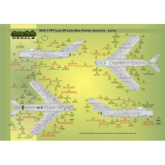 ModelMaker 1/72 D72026 Lim-1/2/5/6/SBLim1/2 Polish stencils Early Aircraft Decal