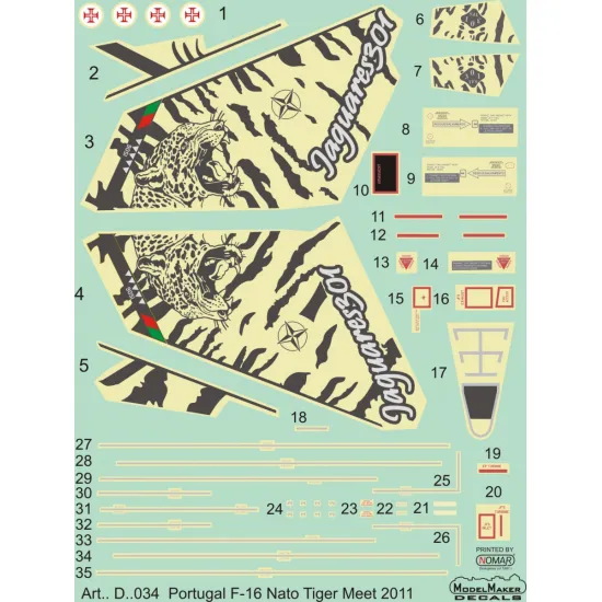 ModelMaker 1/72 D72034 Portuguese F-16 NTM 2011 Aircraft Decal