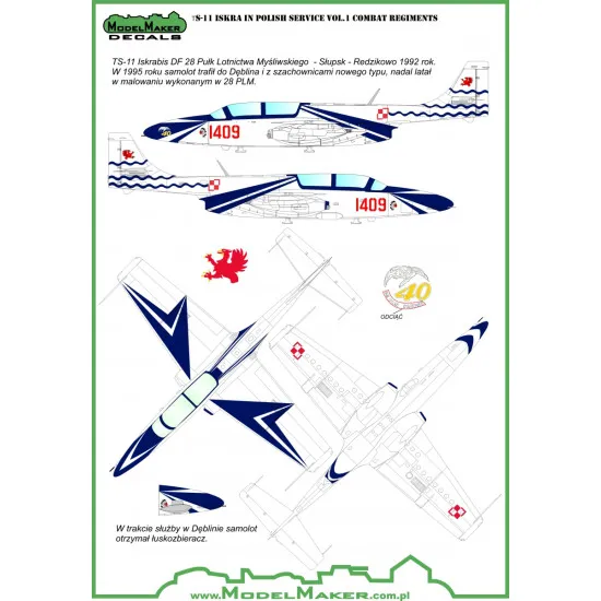 ModelMaker 1/72 D72037 TS-11 Iskra Polish service vol.1 Combat Regiments Decal