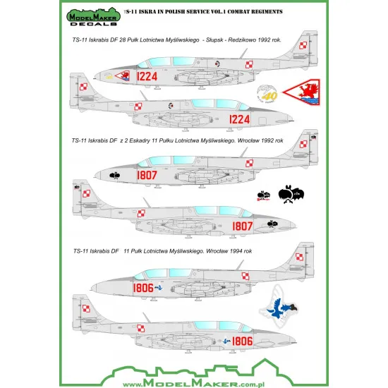 ModelMaker 1/72 D72037 TS-11 Iskra Polish service vol.1 Combat Regiments Decal