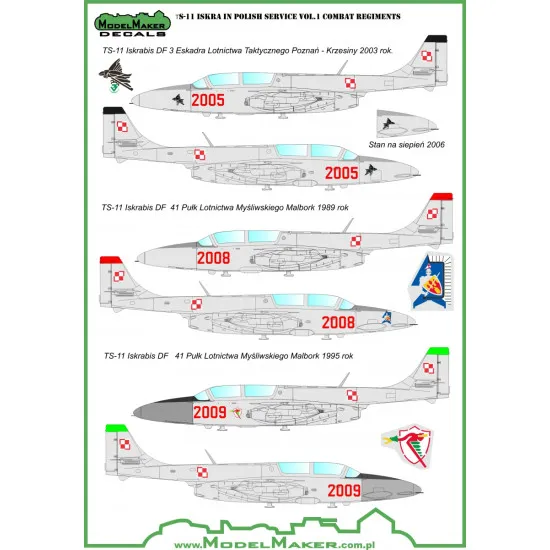 ModelMaker 1/72 D72037 TS-11 Iskra Polish service vol.1 Combat Regiments Decal