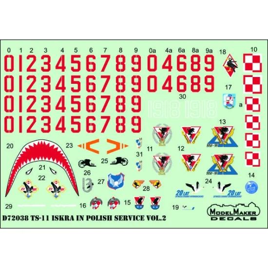 ModelMaker 1/72 D72038 TS-11 Iskra Polish service vol.2 Training Auxiliary Decal ModelMaker 1/72 D72038 TS-11 Iskra Polish service vol.2 Training Auxiliary Decal