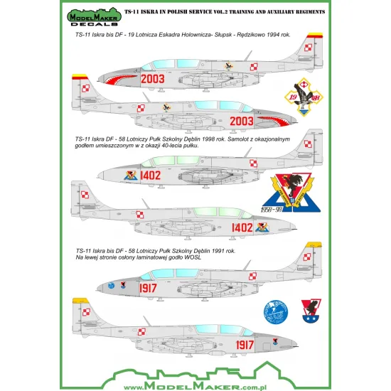 ModelMaker 1/72 D72038 TS-11 Iskra Polish service vol.2 Training Auxiliary Decal ModelMaker 1/72 D72038 TS-11 Iskra Polish service vol.2 Training Auxiliary Decal